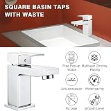 Hapilife Basin Taps Square with Pop Up Waste UK Standard Hoses Single Lever view 2