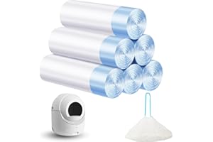 LOOPTIME Cat Litter Bags 120 Count, 21.65"x11.8" Drawstring Close Litter Box Liners for Automatic Litter Box,Thick Cat Poop Bags,Easy to Clean,Heavy Duty Robot Bag for Self-Cleaning Box