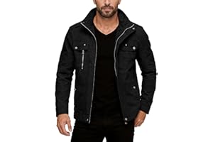 Wantdo Men's Cotton Lightweight Jacket Military Jacket Front Zip Jacket