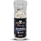 Diamante Italy Black Truffle Sea Salt with Glass Grinder - Gourmet Truffle Salt Seasoning - Specialty Seasoning - Non GMO & M