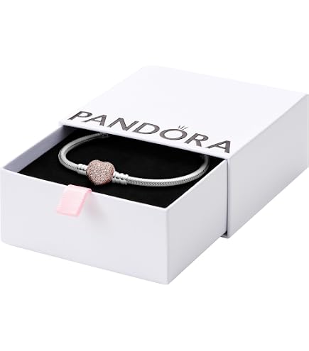 Amazon.com: PANDORA Moments Heart Clasp Snake Chain Bracelet, 6.3
