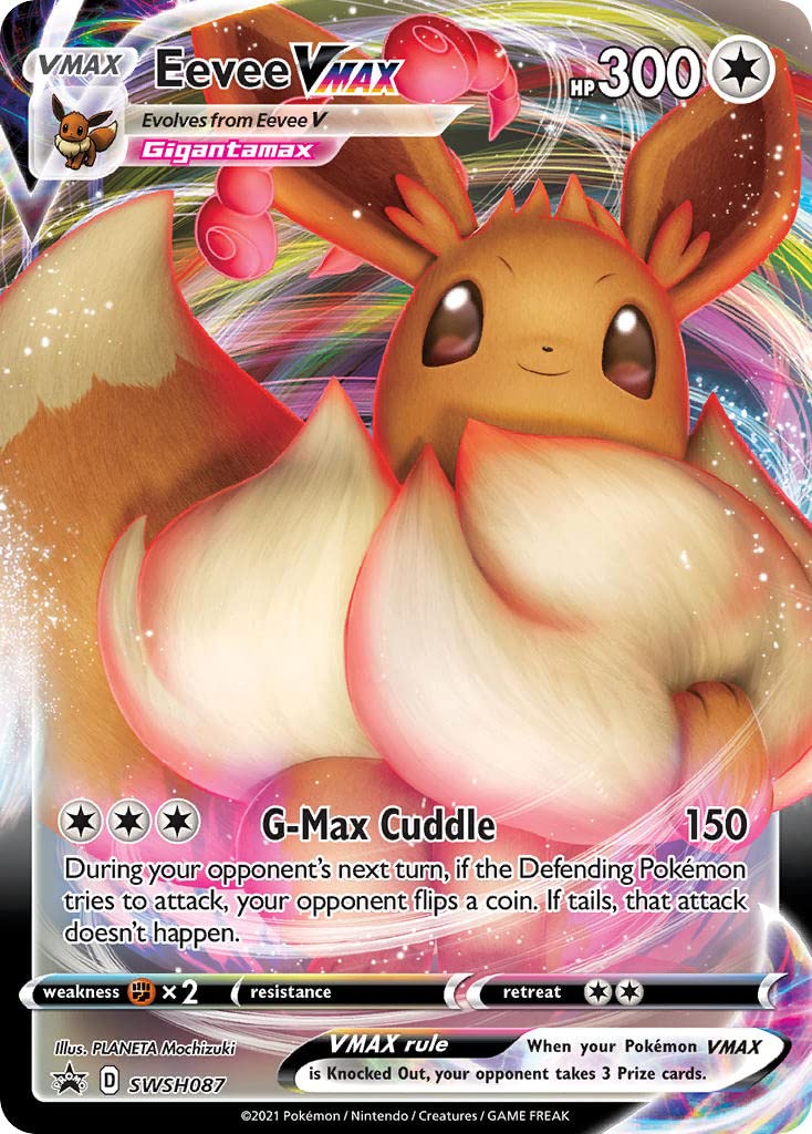 Eevee VMAX SWSH087 Full Art Pokemon Promo Card (Shining Fates Promo Series) + 1x TitanCards® Toploader