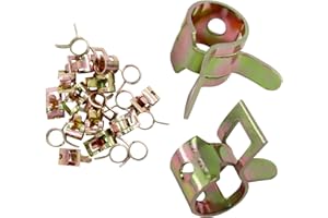 AUXBC 20Pcs 1/4Inch Spring Band Type Fuel Hose Clamps, 6mm Silicone Vacuum Hose Pipe Clamp Fasteners, Water Pipe Air Tube Clamps, Fit 6.5-7.1mm OD Hose