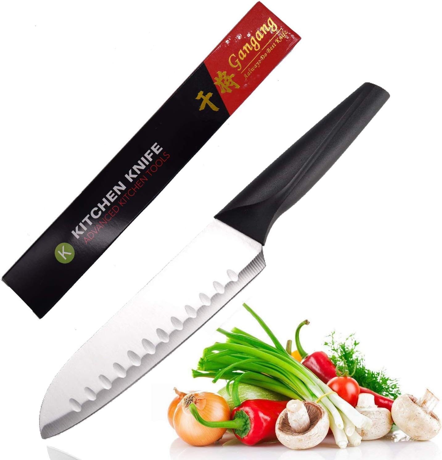 Augustcook Homstead Santoku Knife 7" Sharpen Knives German High Carbon Stainless Steel,Anti-Corrosion and Anti-Tarnish Blade (Knife)