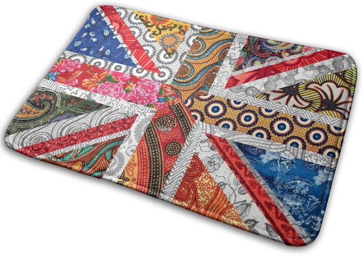 YOFFYO Anti-Slip Memory Foam Bath Mat Shower Rugs - Union Jack Flag UK Mandala Art - 16 x 24 Inch Absorbent Quick-Dry Floor Mat Carpets Home Decor Bathroom Tub Kichen Rugs