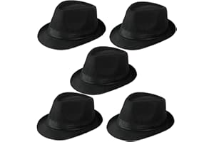 5 Pack Bulk Cuban Fedora Sun Hats Men with Adjustable Strap, Short Brim 1920s Unisex Party Costume Hats Women.