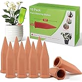 Tcamp 10 Pack Terracotta Watering Spikes, Plant Watering Devices Wine Bottle Automatic Plant Self Watering Spikes for Vacatio