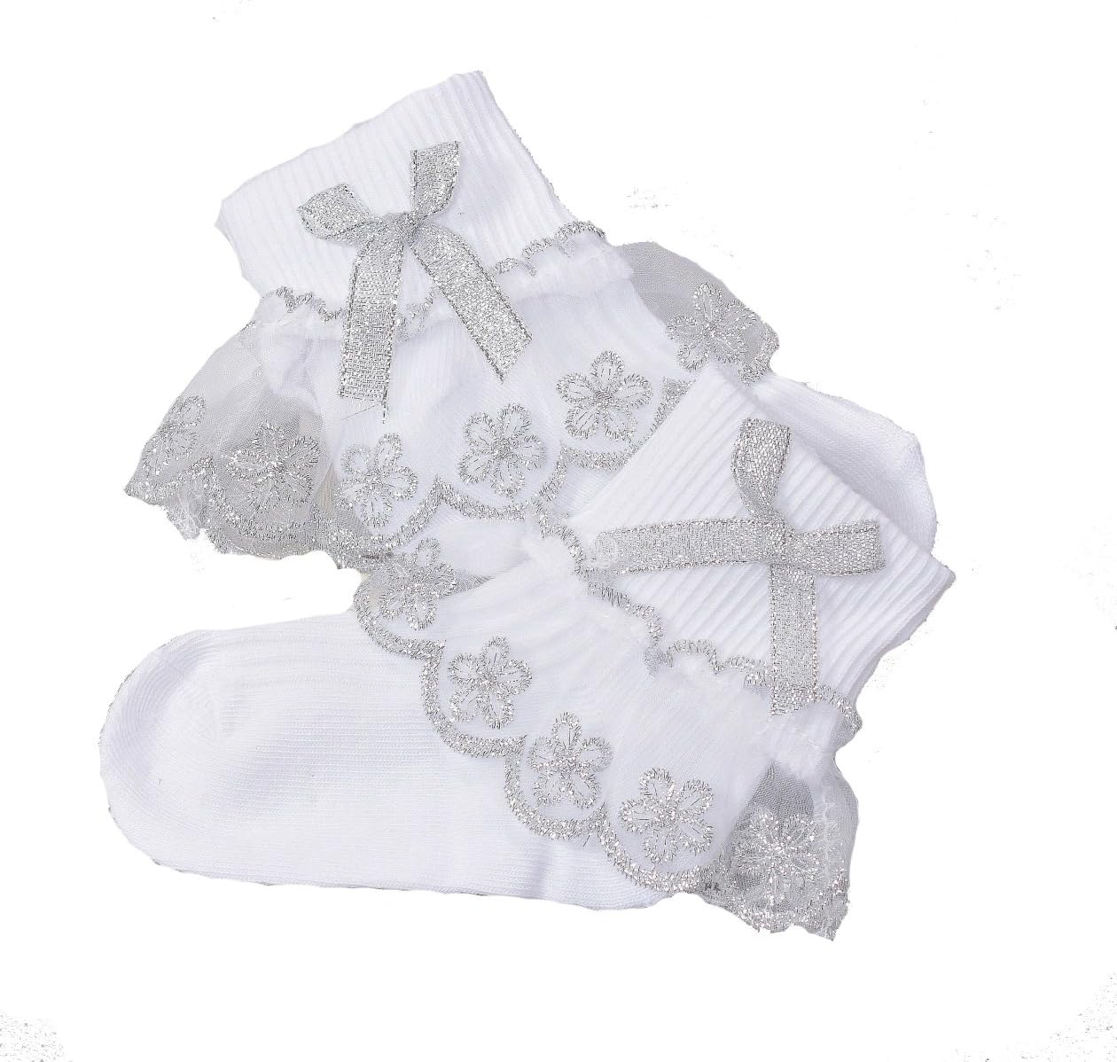 Baby Girls Lace Flower Frilly Christening Socks