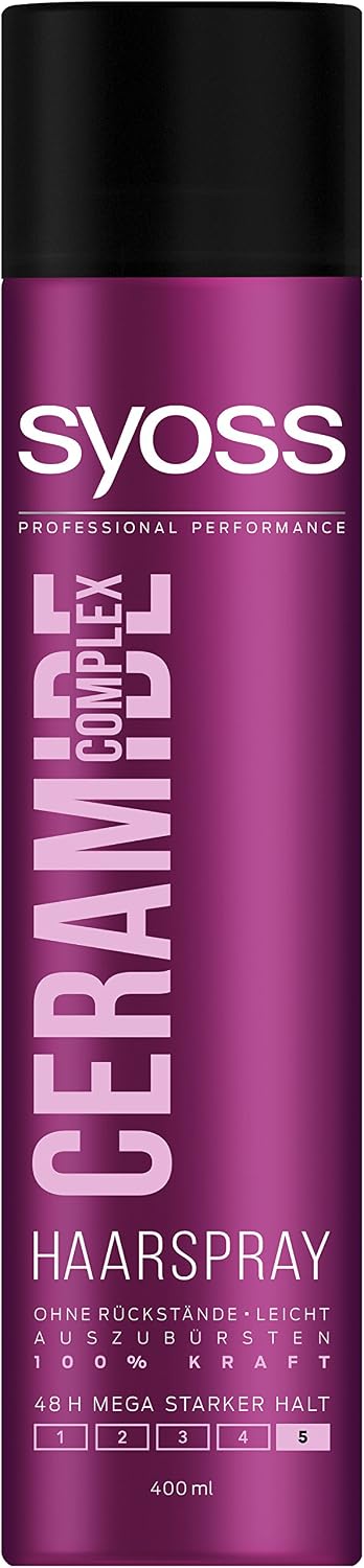 Syoss Ceramide Complex Hair Spray Hold Level 5 Mega Strong Pack of 6 x 400 ml, 400 ml (Pack of 6)
