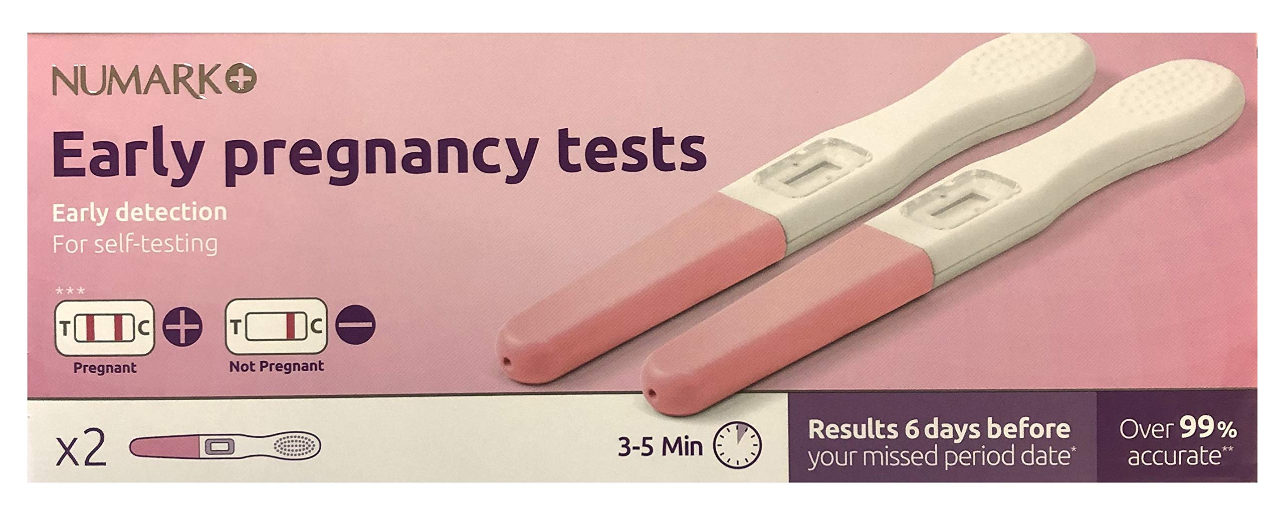 Numark Early Result Pregnancy Detection Tests - Over 99 Percent Accurate - Pack of 2 Tests