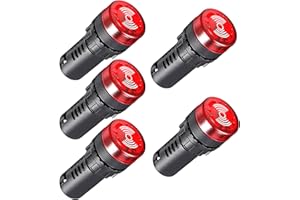 V TELESKY 5Pcs 22mm Red LDE Flashing Buzzer 24V Buzzer Indicator Light AC/DC 24V Alarm for Electrical Control Panel, HVAC, DIY Projects