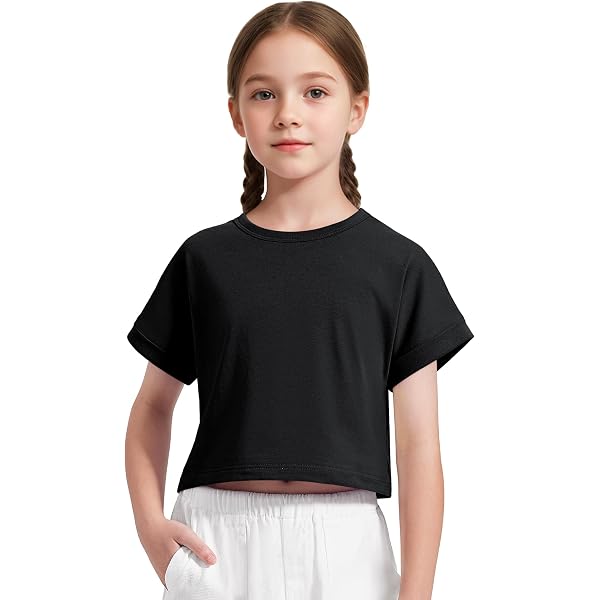 SweatyRocks Women's Short Sleeve Crew Neck Crop Top - Lightweight, Stretchy Basic Tee, Black, Medium