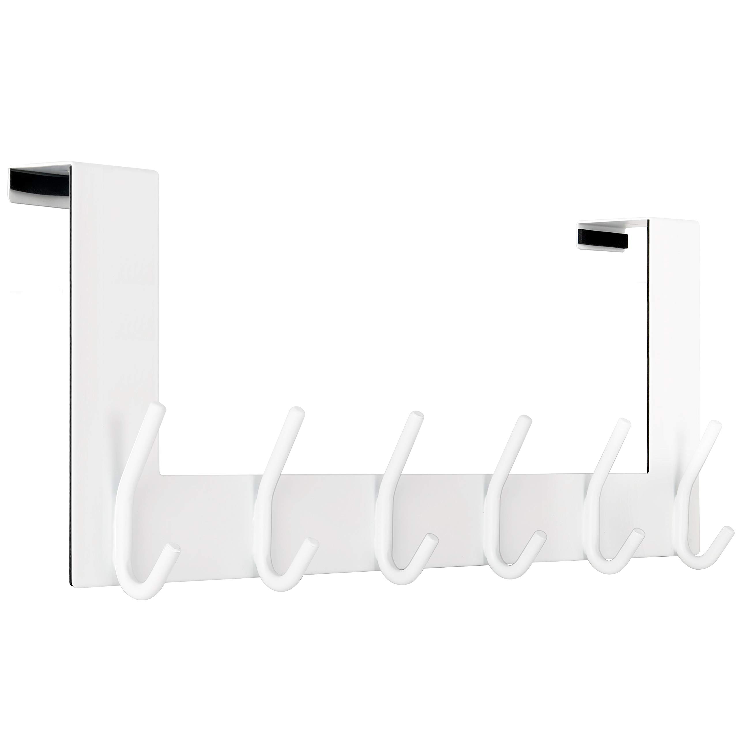 WEBI Over The Door Hook,Over Door Hanger Coat Rack Over The Door Towel Rack,Towel Hanger,6 Hooks for Hanging Clothes,Hats,Bathroom,White