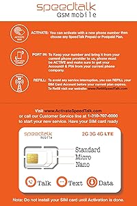 SpeedTalk Mobile Complete Multi-Purpose Triple Cut SIM Card Starter Kit - No Contract (Standard, Micro, Nano)
