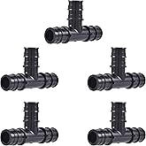 SharkBite Poly Expansion Tee, 3/4 x 3/4 x 3/4 Inch PEX-A, Made in the USA, Pack of 5, Plastic Plumbing Fitting, UA370A5