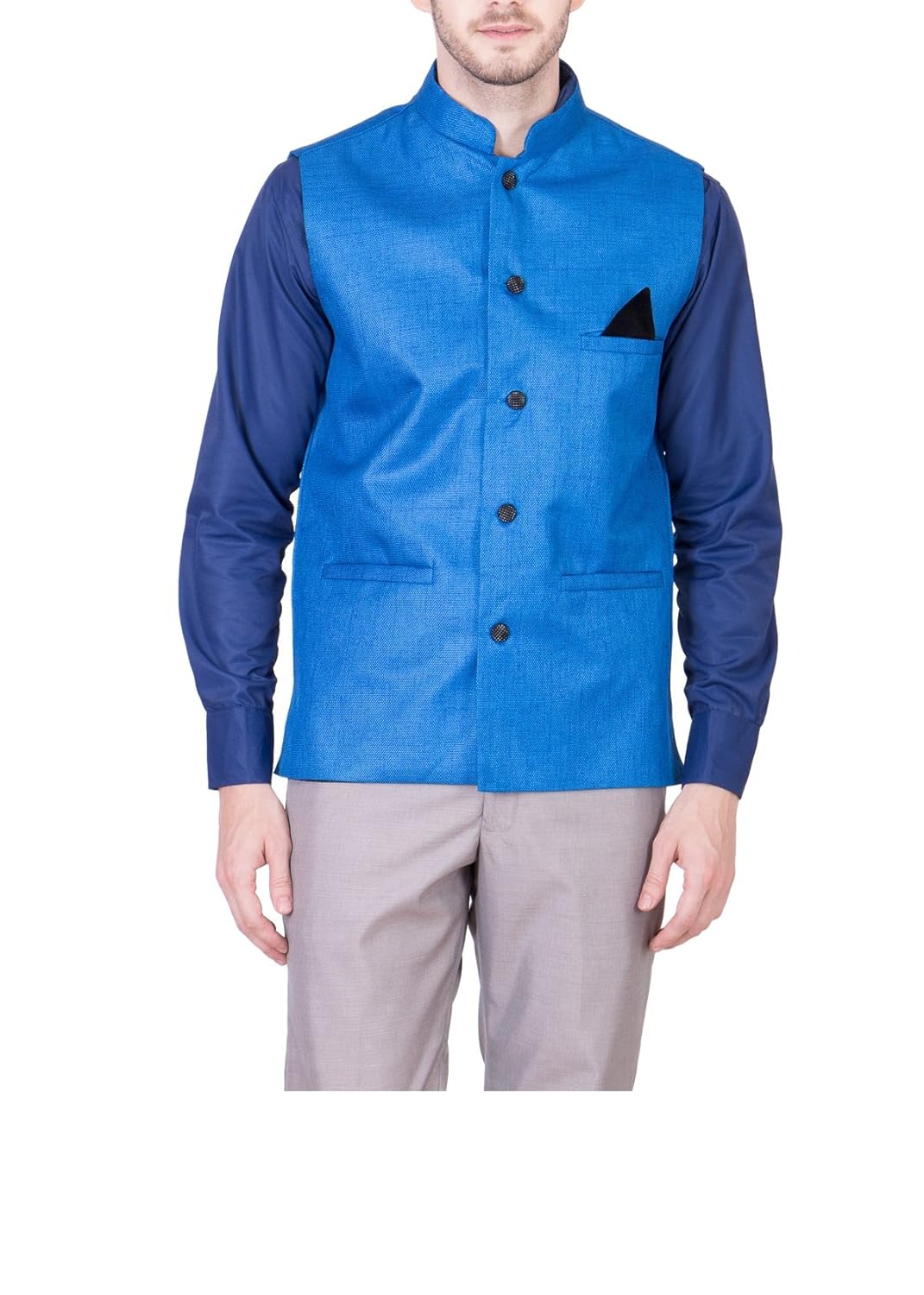 akaas men's jute nehru jacket