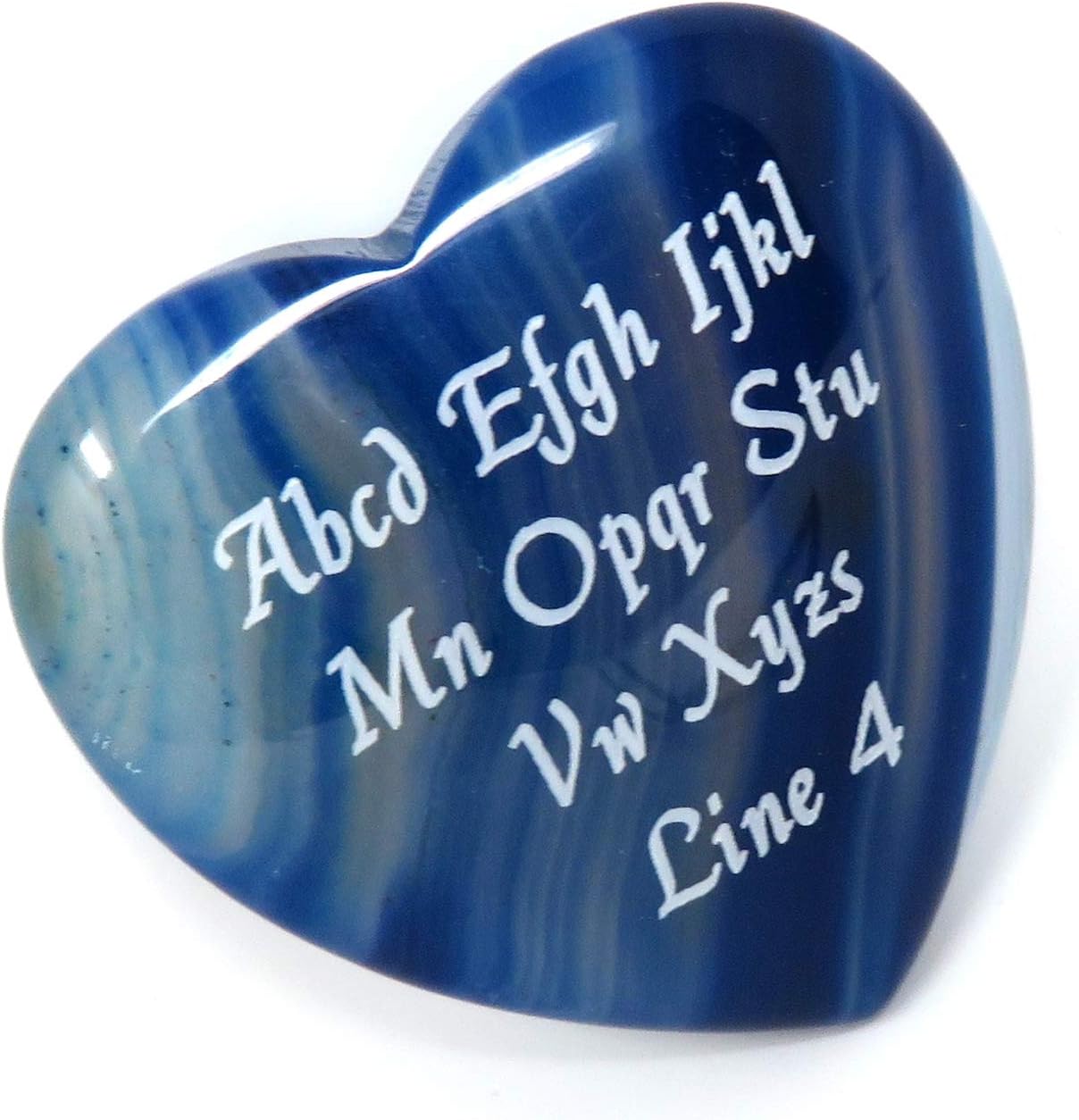 Indoor Fountains & Accessories - Innovative Surface Art Blue Agate Stone Heart - Custom Engraved Personalized - No Holes - Pocket Love Stone - Party Favors - Gifts - Puff (40 mm)