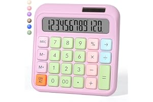 Exlliy Desk Calculator,12 Digits, Large LCD Display,Big Buttons,Solar and Battery Dual Power Desktop Calculators,Cute and Aesthetic,Suitable for Office & Study