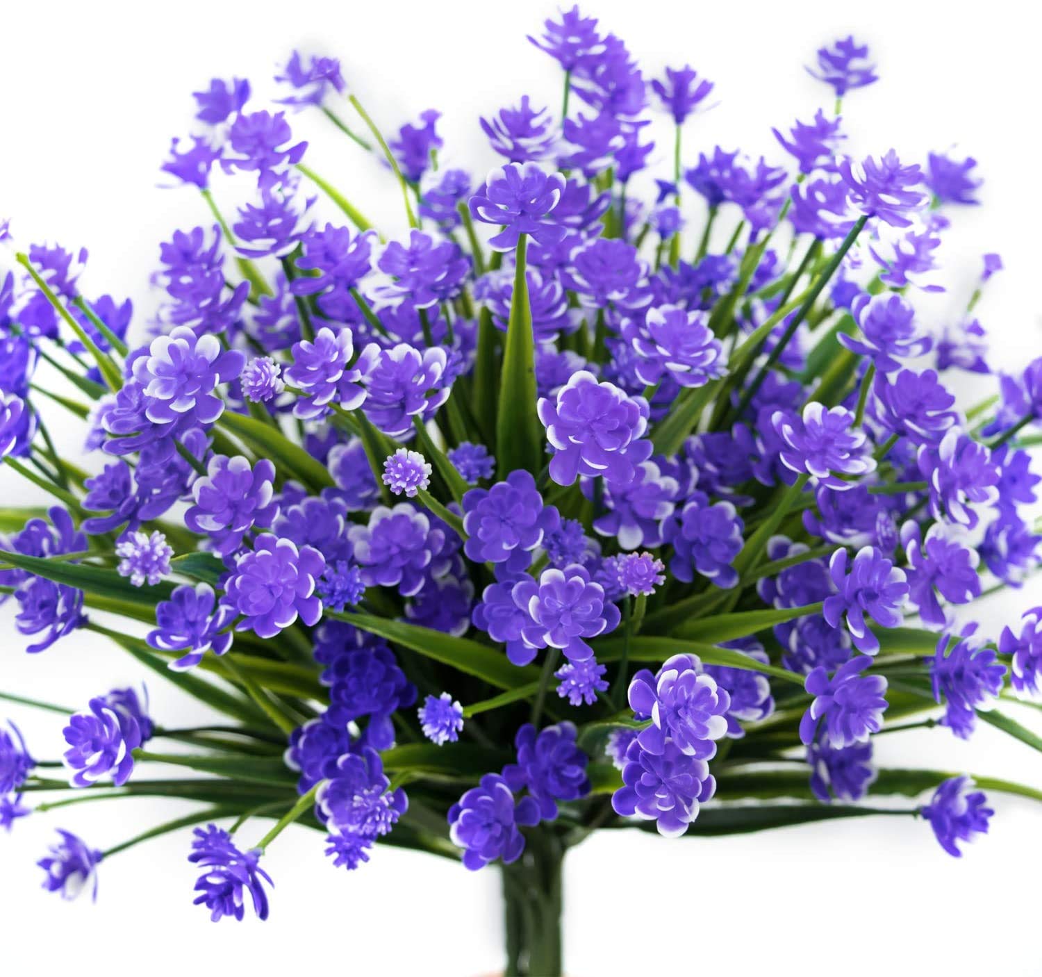 Ruiuzioong Artificial Flowers,UV Resistant Greenery Shrubs Plants Indoor Outside Hanging Planter Home Garden Décor (Purple, 4PCS)