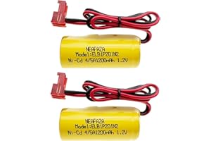 NEAFAZA ELB1P201N2 ELB1P201N Emergency Light Battery 1.2V 1200mAh Ni-CD Compatible with Lithonia ELB1P201NB ELB1P2901N ANIC1493 1009S00-MZ ELB0320 Grainger 4WT20 OSA212 NIC1169 EBE-33 (2 Pack)
