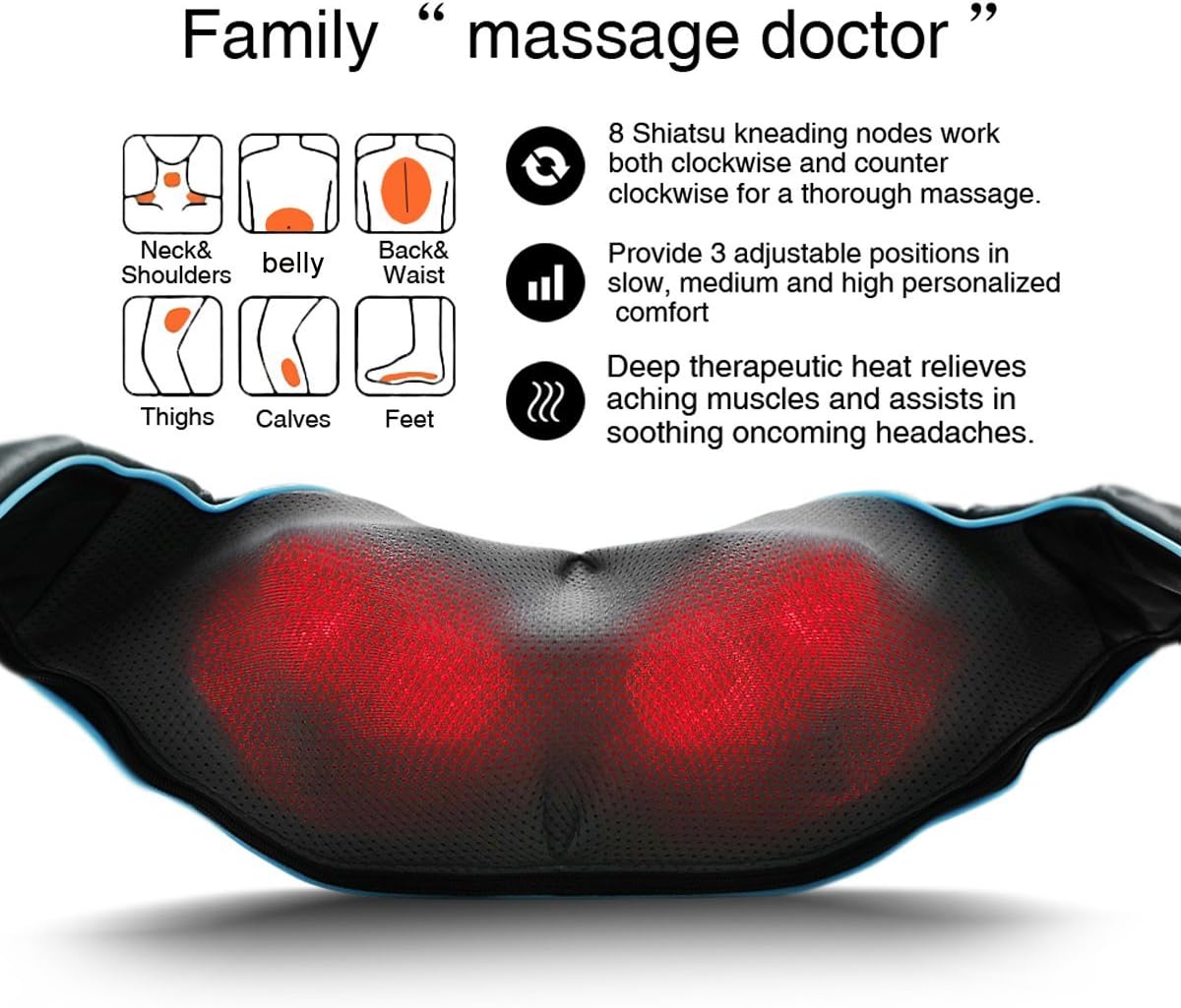 Shiatsu Back Shoulder and Neck Massager with Heat, Electric Deep Tissue 4D Kneading Massage for Shoulder, Back and Neck, Best Gifts for Women Men Mom Dad: Health & Personal Care