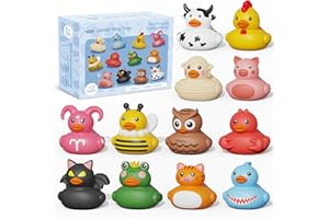 GRARAIN 12PCS Rubber Ducks,Toddler Bath Toys,No Hole Bathtub Toys,Baby Pool Toys for 18 Months and Older