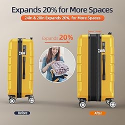 SHOWKOO Luggage Sets Expandable PC+ABS Durable