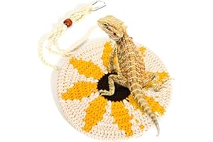 Yosadol Bearded Dragon Hammock, Handwoven Beardie Hammock, Pineapple Pattern Lizard Hanging Bed, Small Animal Pets Round Swin
