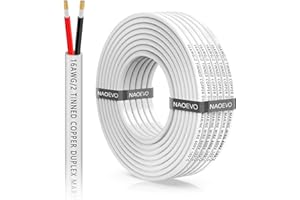 NAOEVO 16 Gauge Marine Wire Duplex, 16 AWG Stranded PVC Marine Electrical Wire, Waterproof/Corrosion Resistant/Tinned Copper 