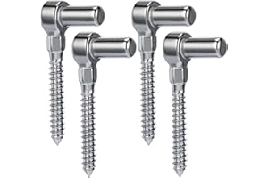 Zonon 4 Pcs Stainless Steel Gate Hinges for Farm Wooden Fences, 4-1/2'' One Piece Molding M16 Screw Eye Hook Hinge Bolts with Hole Dia 5/8 Adjustable Gate Sag (4.33 x 1.97 Inches)