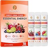 PLANSOL Energy Drink Powder Variety Pack with 18 Sticks, Powdered Drink Mix with 150mg Caffeine for Clean Focus, Sugar Free, Rich in Essential Vitamins and Minerals, On-The-Go Energy Boost