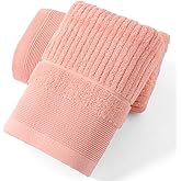 sense gnosis Pink Hand Towel Set of 2 Soft Absorbent Ribbed Striped Pattern 100% Cotton Hand Towel for Bathroom Decorative 13 x 29 Inch