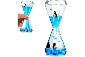 ABIQAQIBA Lovely Penguin Liquid Motion Bubbler Set of 1 for Kids Adults, Diamond Shape Oil Drop Water Liquid Fidget Timer for Sensory Toys, Autism Toys, Relaxing Activity, Home Ornament Desk Toys