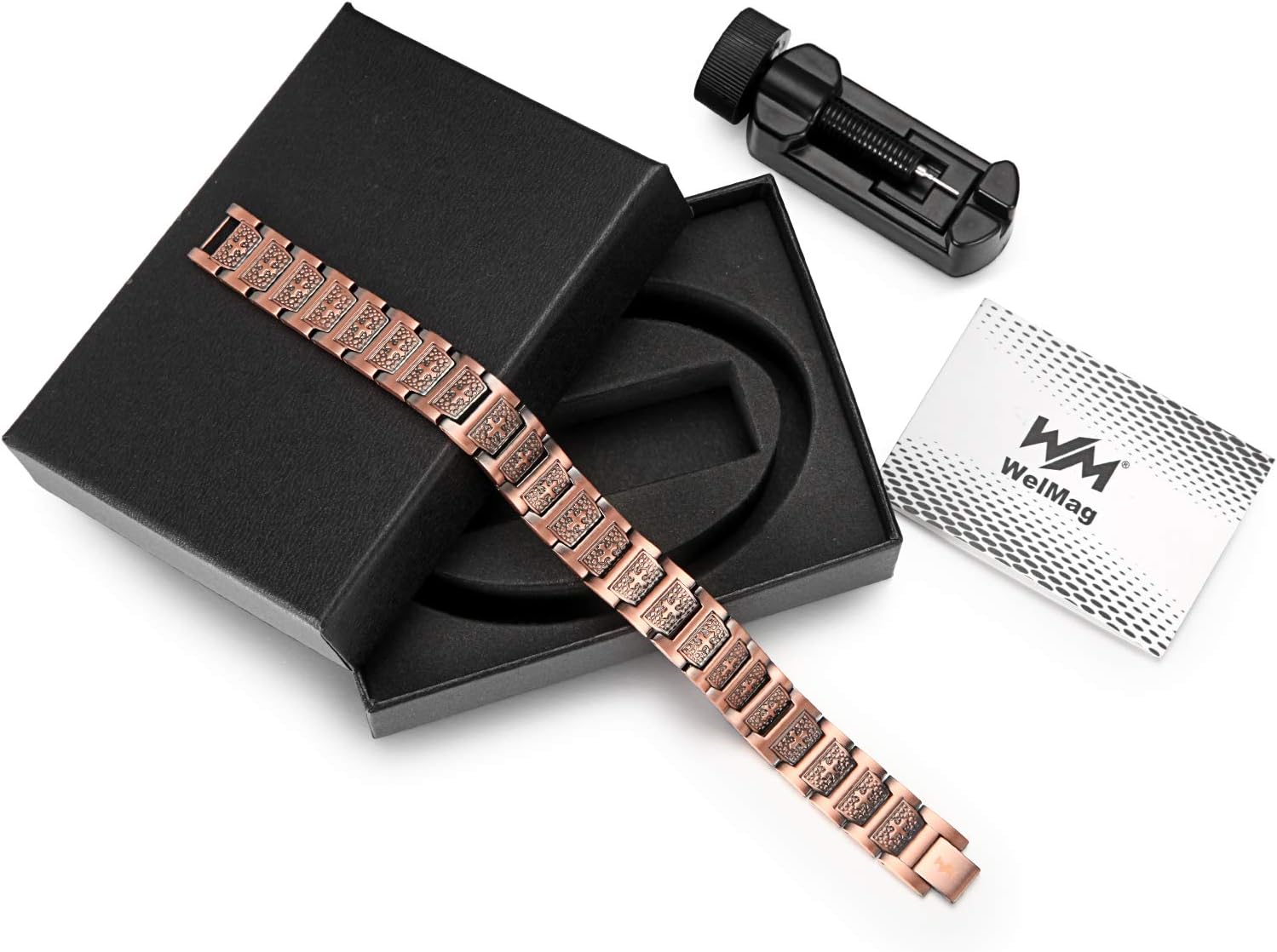 WELMAG® 99.9% Copper Bracelets for Men Pain Relief for Arthritis Therapy Double Row Magnetic Bracelets with 3500 Gauss Magnets: Health & Personal Care