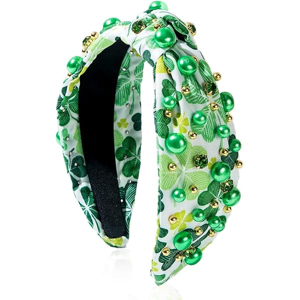 St. Patrick’s Day Stirnband Mit Strass – Grünes Samtband, Elastisch, Breit, Für Frauen & Mädchen (Party, Alltag)