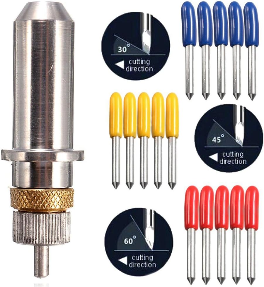 GAOHOU 15pcs 30/45/60 Degree Vinyl Cutter Blade for Roland Cutting Plotter with Blade Holder - Tool Accessories Drill Bits - 15 x Blades for Cutting Plotter: Electronics
