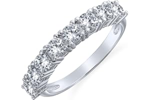 BLING JEWELRY AAA Cubic Zirconia LGBTQ Colorful Rainbow Tiny Round Multi Color CZ Half Eternity Ring Anniversary Thin Wedding Band For Women .925 Sterling Silver 1MM Stackable Rings