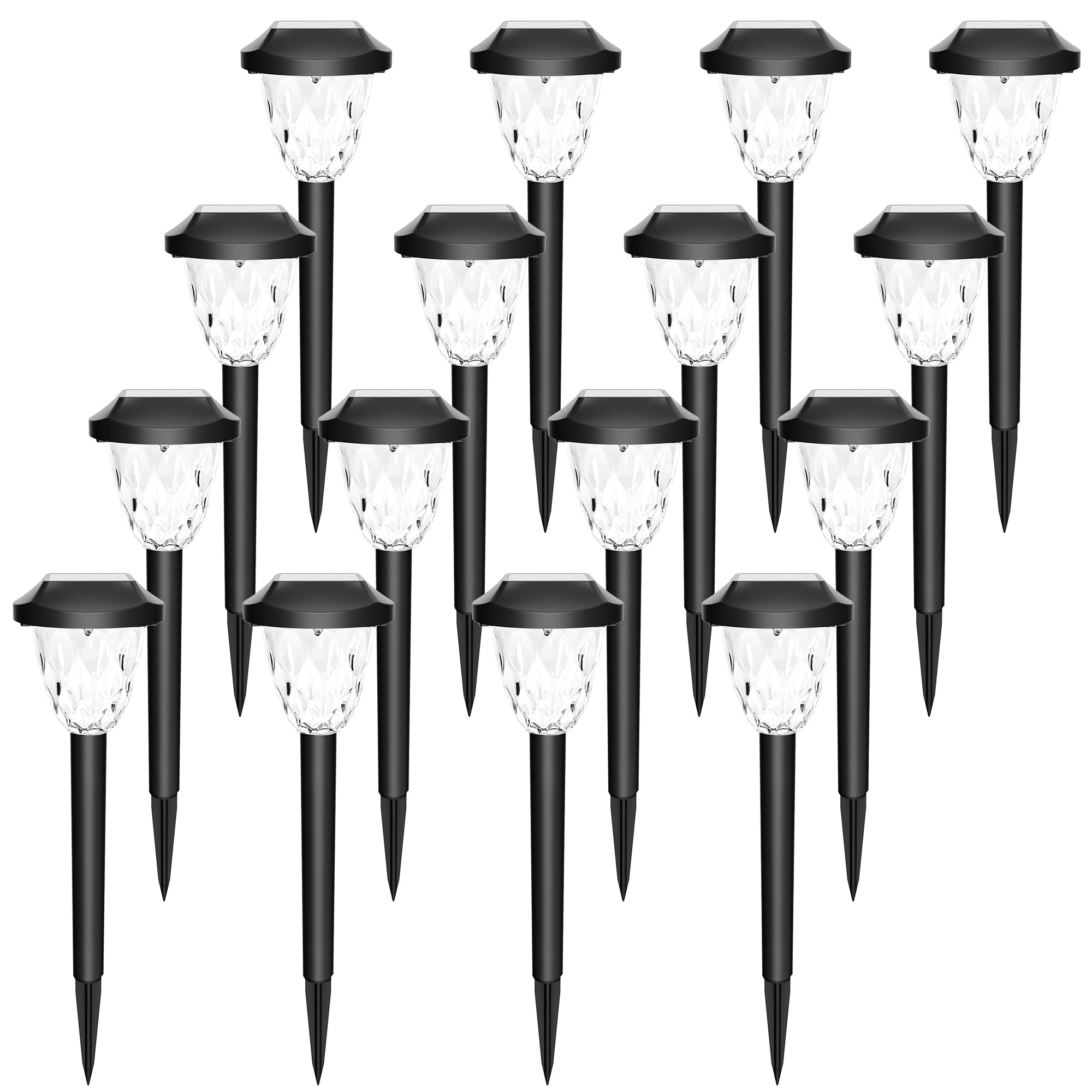 Photo 1 of GIGALUMI 16 Pack Solar Outdoor Lights, Bright Solar Pathway Lights with Great Pattern, Waterproof Auto On/Off Light for Outside Garden Walkway Driveway Lawn Pathway
