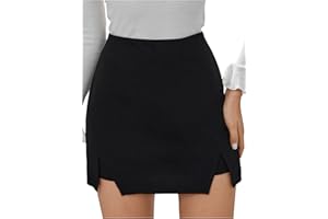 WDIRARA Women's High Waist Split Hem Mini Skirt Side Slit Bodycon Skirts