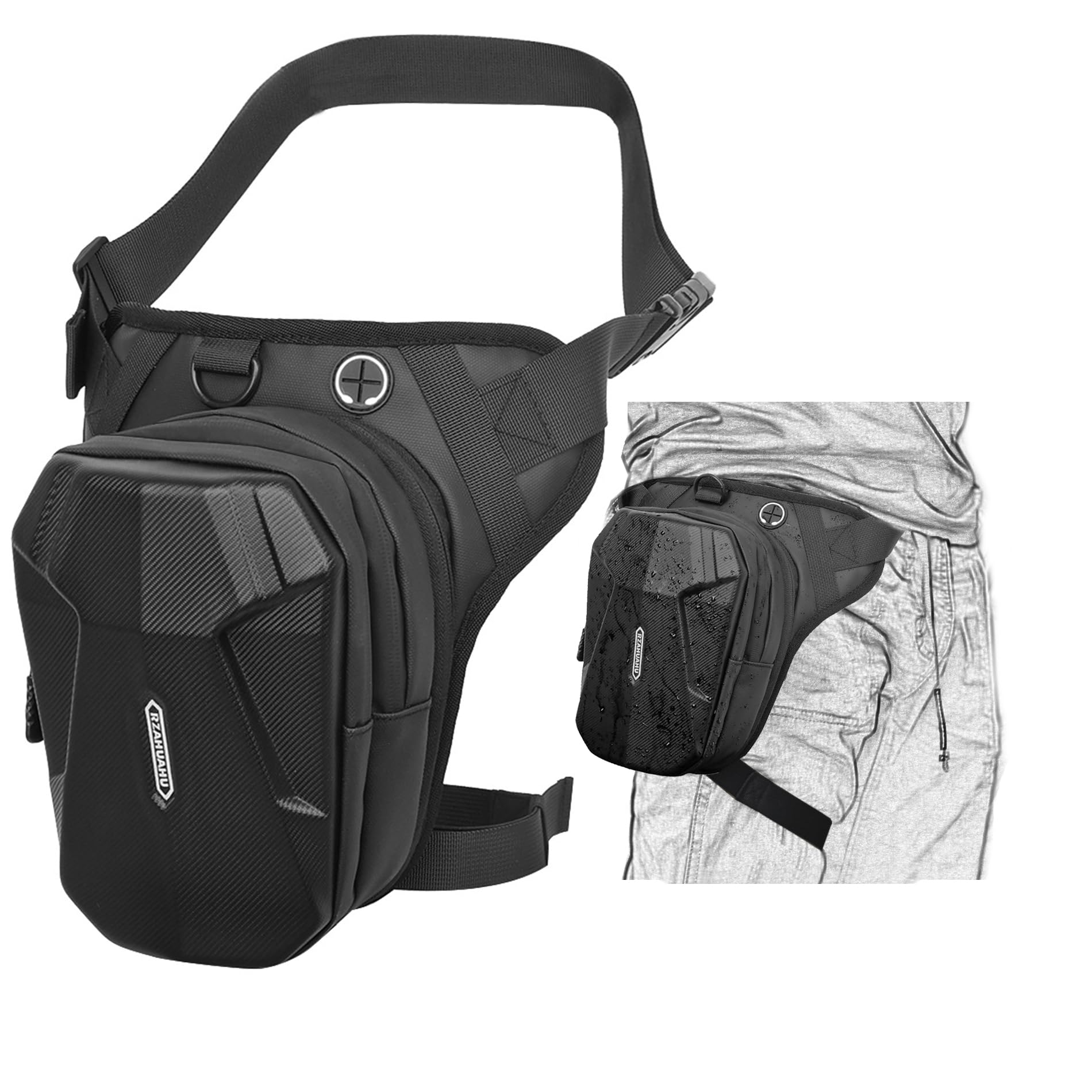 Motorcycle Waist Pack,Drop Leg Bag,Motorcycle Hiking Waist Pack for Men Women EVA Hard Shell Waterproof Waist Bag Fanny Pack for Men Women Bike Riding Hiking Cycling