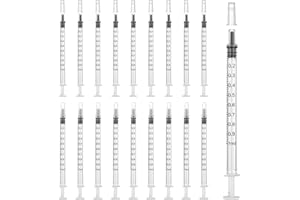 20 Pack 1ml Plastic Syringe Individual Wrap with Cap(No Needle), Measurement and Dispensing Syringe Tools for Science Labs, I