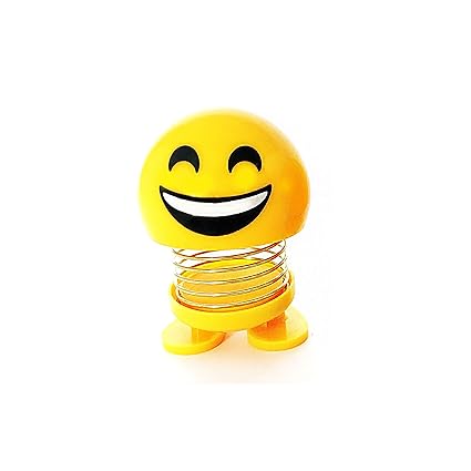 Pack of Funny face Smiley Emoji Dolls with Spring for Car Dashboard (Pack of 1 Emoji)