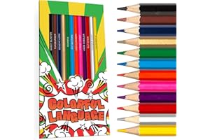 Pun Labs Colorful Language Colored Pencil Set for Adult Fans of Bad Words | Set of 12 Profanity-Inspired Pencils | Each Color Pencil is Foil-Stamped with Hilariously Vulgur Words