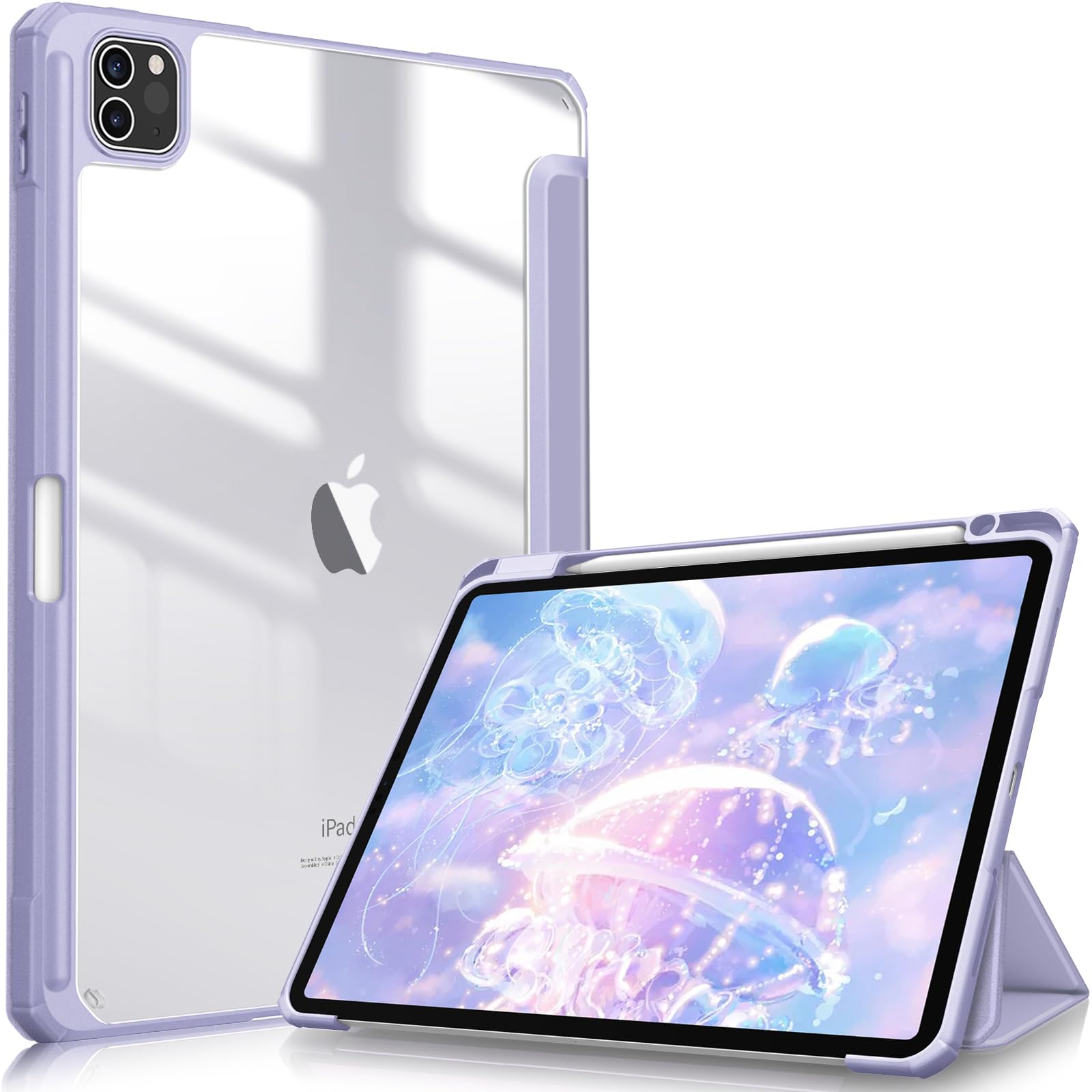 Photo 1 of Fintie  Slim Case for iPad Pro 11-inch (4th / 3rd Generation) 2022/2021 - [Built-in Pencil Holder] Shockproof Cover w/Clear Transparent Back Shell, Also Fit iPad Pro 11" 2nd Gen, Lilac Purple