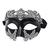 MYSEUNI Silver Masquerade Mask for Men - Greek