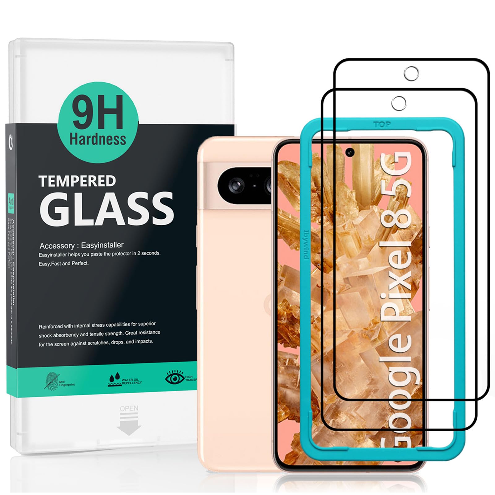Ibywind Screen Protector (2 Pack) For Google Pixel 8 5G,9H Hardness Tempered Glass,Easy to Install