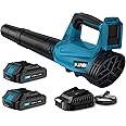 Leaf Blower, Electric Cordless Leaf Blower with 2 Batteries and Charger, 2 Speed Mode, Lightweight Leaf Blowers for Blowing Leaves, Lawn Care, Patio Cleaning and Dust