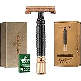 VIKINGS BLADE Double Edge Safety Razor for Men + 5 Swedish Steel Blades + Luxury Case. Smooth, Reusable, Eco-Friendly (Chieftain “Odin”)