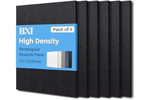 BXI Sound Absorber - 16 X 12 X 3/8 Inches 6 Pack High Density Acoustic Absorption Panel, Sound Absorbing Panels Reduce Echo Reverb, Tackable Acoustic Panels for Wall and Ceiling Acoustic Treatment