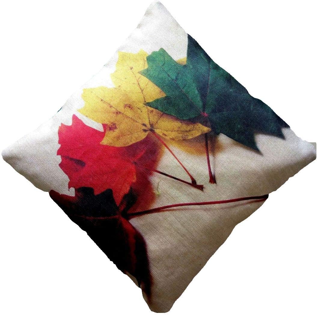 Lu Lipsunique Jute Digital Leaves Print Multicolour Cushion Cover, 16x16 inch- Set of 5